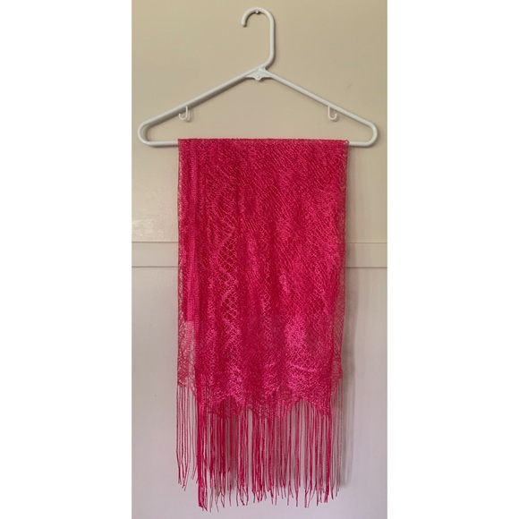 Hot Pink Open Weave Scarf - Picture 6 of 6